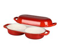 EDGING CASTING Double Dutch Oven for Sourdough Bread Baking, Dual Round Bread Pot for Homemade, Enameled Cast Iron Dutch Oven Pot with Lid, Loaf Bread Pan, 500°F Oven Safe, Red