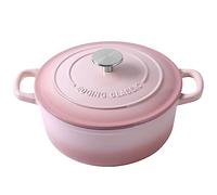 EDGING CASTING Enameled Cast Iron Covered 5.5 Quart Dutch Oven with Dual Handle, Dutch Ovens with Lid for Bread Baking, Pink