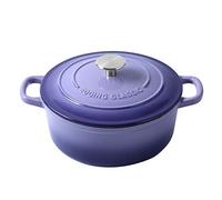 EDGING CASTING Enameled Cast Iron Covered Dutch Oven with Dual Handle, Dutch Ovens with Lid for Bread Baking, Safe to 500 degrees, 3.5 Quart, Purple