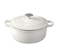 EDGING CASTING Enameled Cast Iron Covered Dutch Oven with Dual Handle, Dutch Ovens with Lid for Bread Baking, Safe to 500 degrees, 3.5 Quart, White