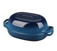 EDGING CASTING Enameled Cast Iron Oval Dutch Oven Pot with Lid, Dutch Oven for Sourdough Bread Baking, Bread Oven, Bread Dutch Oven, Oval Bread Pan, 7qt, Lake Blue