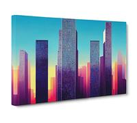 Edgy City Skyline Architecture Canvas Print | Gallery Wrapped 30mm Frame Wall Art | 30x20 inches | Ready to Hang | Contemporary Cityscape Picture | Living Room Bedroom Lounge Office