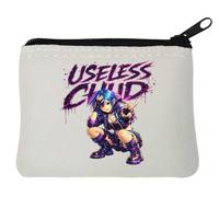 Edgy Girl Making Peace Sign Neoprene Coin Purse Pouch 10x11cm White