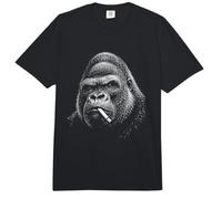Edgy Gorilla Smoking Cigarette Engraving Style Primate Art Comfort Colors Adult Heavyweight T-Shirt