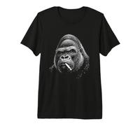 Edgy Gorilla Smoking Cigarette Engraving Style Primate Art Premium T-Shirt