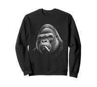 Edgy Gorilla Smoking Cigarette Engraving Style Primate Art Sweatshirt