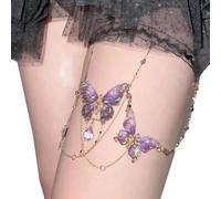Edgy Layered Leg Accessory Combining Acrylic Charm And Feminine Ribbons Ideal For Fashionable Daily Wear Delicate Butterfly Body Chain