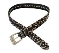 Edgy Rivets Waistband Animal Pattern PU Belt Retro 2000s Punk Rock Waist Cincher Accessory For Jeans And Dresses Modern Retro Leopard Print Fashion Belt