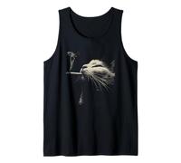 Edgy Smoking Cat Bright Green Eyes Halftone Style Tank Top