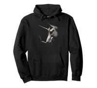 Edgy Smoking Unicorn Halftone Art Mythical Creature Design Pullover Hoodie