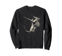 Edgy Smoking Unicorn Halftone Art Mythical Creature Design Sweatshirt