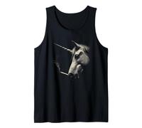 Edgy Smoking Unicorn Halftone Art Mythical Creature Design Tank Top