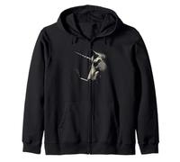 Edgy Smoking Unicorn Halftone Art Mythical Creature Design Zip Hoodie