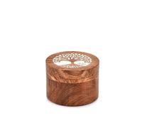 EDHAS Acacia Wood Salt Cellar Box Elegant Kitchen Salt Container Holder with Swivel Lid to Storage Pepper Spice (8.89cm x 8.89cm x 6.35cm)