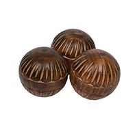EDHAS Decorative Mango Wood Round Balls Set of 3 For Centerpiece or Individual Use Ideal for Use in Tray Bowl or Basket Décor (7.62cm x 7.62cm x 7.62cm)