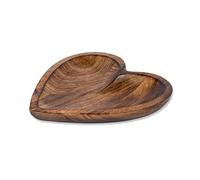 EDHAS Mango Wood Heart Curved Shaped Decorative Bowl for Table Centerpieces Home Party Wedding Décor (25.4cm x 25.4cm x 3.81cm)