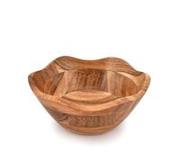 EDHAS Salad Bowl Acacia Wood Ruffle Decorative Style for Fruit,Dessert Platter Tray Dish Kitchen (9" x 9" x 4")