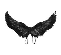 Edhomenn Angel Wings Deluxe Feather Wings with Elastic Straps Halloween Costume Accessory for Adults (02 Black, One Size)