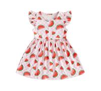 Edhomenn Baby Girls Fly Sleeve Dress Casual A-line Dress Summer Princess Dress Toddler Girls Clothes (02 Pink, 18-24 Months)