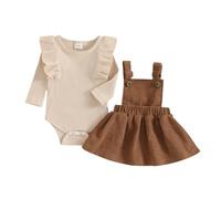 Edhomenn Baby Girls Valentines Day Outfits Heart Embroidery Flying Sleeves Jumpsuit with Bow Headband Set Newborn Girls Summer Clothes (62 Beige, 3-6 Months)