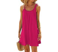 Edhomenn Beach Dress for Women - Sleeveless Mini Dress Bikini Cover Up Summer Cover Ups (02 Rosy Red, S)