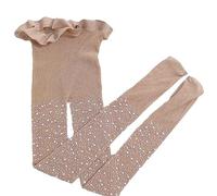 Edhomenn Little Girls Thin Rhinestone Fishnet Sparkle Tights Toddler Kids Glitter Stockings Fashion Mesh Hollow Out Pantyhose (A-Beige, One Size)