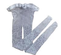 Edhomenn Little Girls Thin Rhinestone Fishnet Sparkle Tights Toddler Kids Glitter Stockings Fashion Mesh Hollow Out Pantyhose (A-White, One Size)