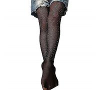 Edhomenn Little Girls Thin Rhinestone Fishnet Sparkle Tights Toddler Kids Glitter Stockings Fashion Mesh Hollow Out Pantyhose (A-Black, One Size)