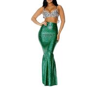 Edhomenn Mermaid Costume for Women Halloween Cosplay High Waist Long Mermaid Tail Skirts Adult Role Play Party Costumes (05 Green, L)