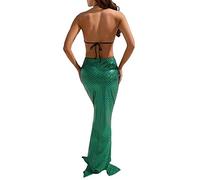 Edhomenn Mermaid Costume for Women Halloween Cosplay High Waist Long Mermaid Tail Skirts Adult Role Play Party Costumes (07 Green, XL)