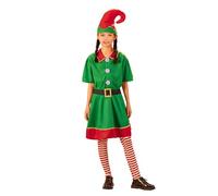 Edhomenn Parents And Child Christmas Elf Costume 4PCS CosPlay Party Santa's Elf Outfit Dress Pants With Hat, Belt And Socks (Girl, 2-3T)