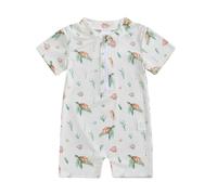 Edhomenn Toddler Boys Summer Swimsuit Shark Print Short Sleeve Zipper Jumpsuit Swimwear Baby Boy Casual One Piece Beachwear