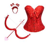 Edhomenn Valentine's Day Cupid Arrow Set, Cupid Bow and Arrow Costume, Ladies Valentines Fancy Dress (02 Red, S)
