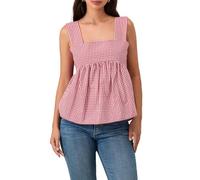 Edhomenn Women Y2k Gingham Print Tank Tops Summer Sleeveless Backless Wide Shoulder Strap Square Neck Tops (Red, M)