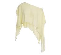 Edhomenn Womens Chiffon Cape Top One Shoulder Double-Layered Sheer Poncho Shawl Top See Through Ruffled Flowy Beach Coverups for Wedding Party Holiday Beachwear (A02 Lemon Yellow, L)