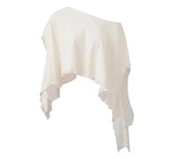 Edhomenn Womens Chiffon Cape Top One Shoulder Double-Layered Sheer Poncho Shawl Top See Through Ruffled Flowy Beach Coverups for Wedding Party Holiday Beachwear (A03 Creamy-White, M)