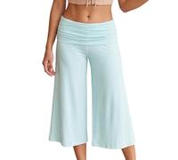 Edhomenn Womens Gaucho Pant Low Rise Flowy Capri Pant Wide Leg Crop Trouser (B-Sky Blue, S)
