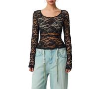Edhomenn Womens Leopard Print Sheer Mesh Tops Mock Neck Long Sleeve T-Shirts Casual Fall Shirts Y2k Slim Fit Tops Streetwear (04 Black, M)