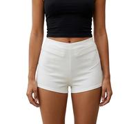 Edhomenn Womens Low Waist Booty Shorts Summer Dressy Casual Mini Shorts Y2k Solid Color Twill Back Zipper Lounge Shorts with Decorative Pockets Sexy Hot Pants (01 White, M)