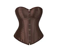 Edhomenn Women's Plus Size Overbust Waist Corset Lace Up Boned Bustier Tight Vest Shapewear (Brown, L)