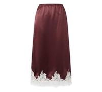 Edhomenn Women's Satin Half Slips Solid Color Inner Midi Skirt Ladies Petticoats Under Dresses (17 Wine Red, L)