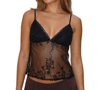 Edhomenn Womens Sequin Top Sheer Mesh Sparkly Halter Top Backless Tie Tops | Sexy Open Back & Strappy Cropped, Summer Y2k Outfits Perfect for Concert Rave Party and Going Out