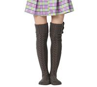 Edhomenn Women's Thigh High Socks Over the Knee Stockings Cable Knit Boot Socks Long Winter Leg Warmers (Aa-Dark gray, One Size)