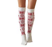 Edhomenn Women's Thigh High Socks Over the Knee Stockings Cable Knit Boot Socks Long Winter Leg Warmers (21 White, ONE SIZE)
