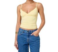 Edhomenn Women's Y2k Pleated Camisole Mini Bowknot Front Spaghetti Strap Lace Vest V-Neck Cropped Tank Tops Sexy Low-Cut Tops (05 Yellow, S)
