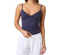 Edhomenn Women's Y2k Pleated Camisole Mini Bowknot Front Spaghetti Strap Lace Vest V-Neck Cropped Tank Tops Sexy Low-Cut Tops (06 Navy Blue, L)