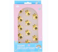 Edible 12 pieces Bee cake decorations, Bees cupcake toppers, perfect Icing Cookies decro for Valentine's Day Birthday Halloween Thanksgiving Christmas party Team Dinner