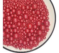 Edible 120g/ 4.2oz Sugar Red Pearl Sprinkles Candy Pearls Cake Decoration Cupcake Toppers Cookie Decorations for Wedding Birthday Halloween Thanksgiving Christmas Christening