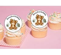 edible 20 x Beary 1st birthday cupcake toppers UNCUT wafer card - NOT PRECUT - first birthday