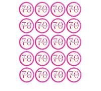 edible 20 x Birthday/Anniversary Age cupcake toppers NOT PRECUT. wafer card - 16th/ 17th / 18th/ 21st / 30th /40th / 50th / 60th / 70th / 80th - Number (70th, Pink)